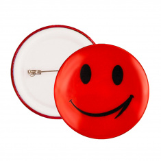 Reflektierender Ansteckbutton - orange Smiley